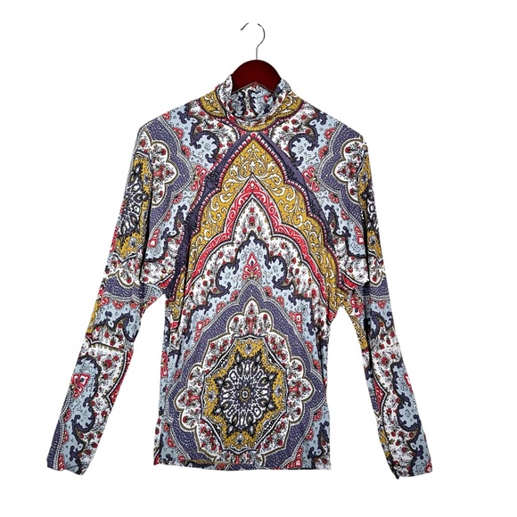 FREE PEOPLE Chase Me Tee Paisley Y2K Turtleneck - Picture 6 of 11